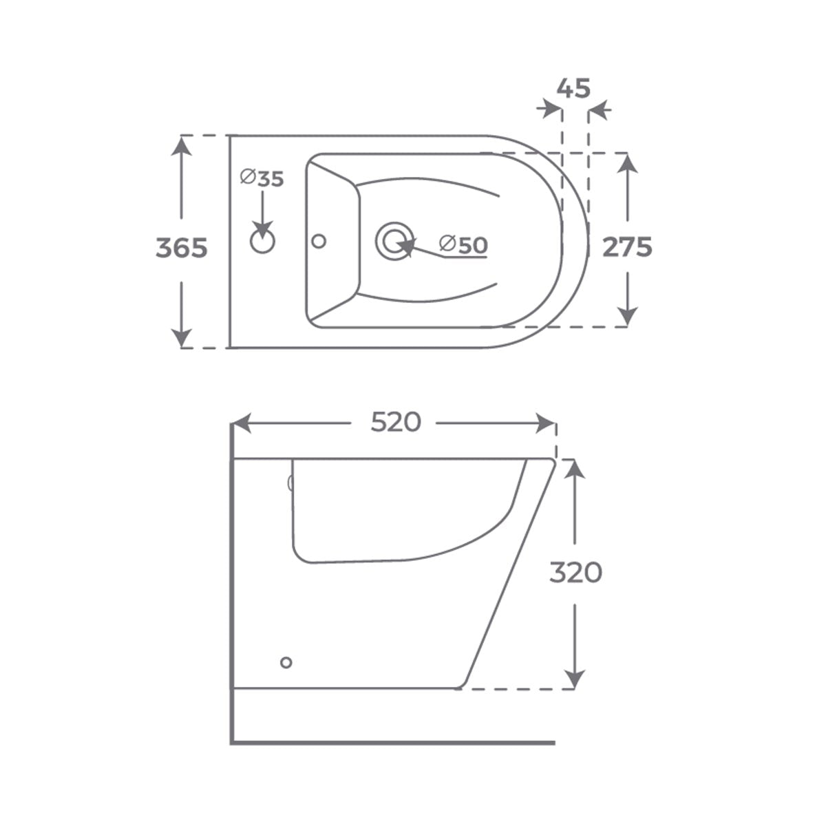 Bidet suspendido blanco mate Bolonia - Thebath