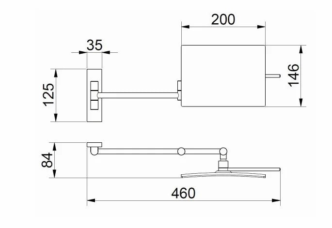 Espejo extensible cuadrado de 3 aumentos - Thebath