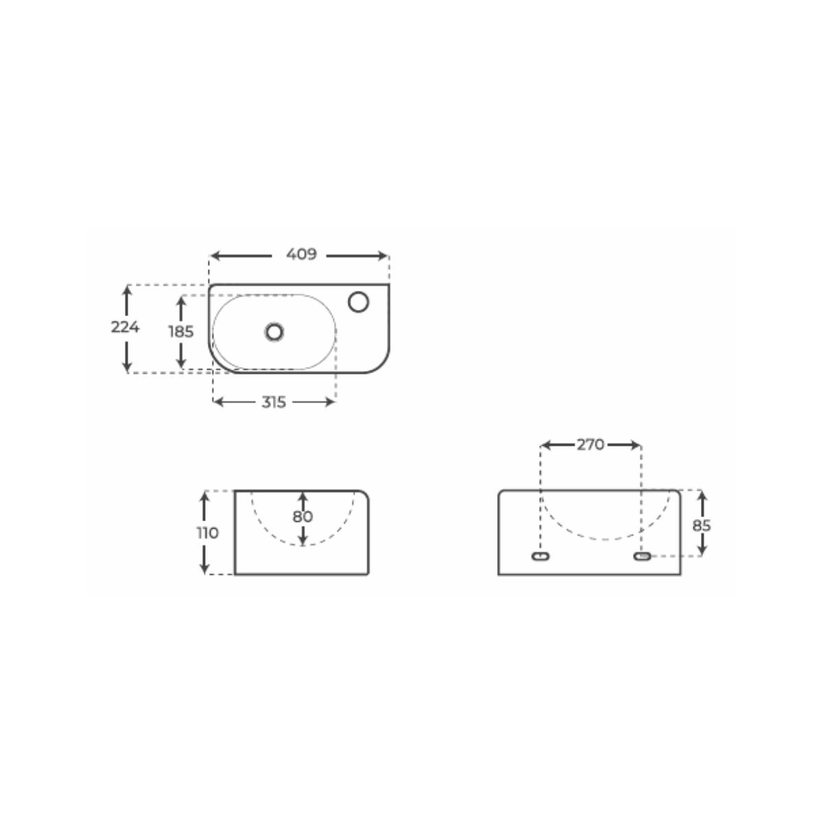 Lavabo fondo reducido Eiko - Thebath