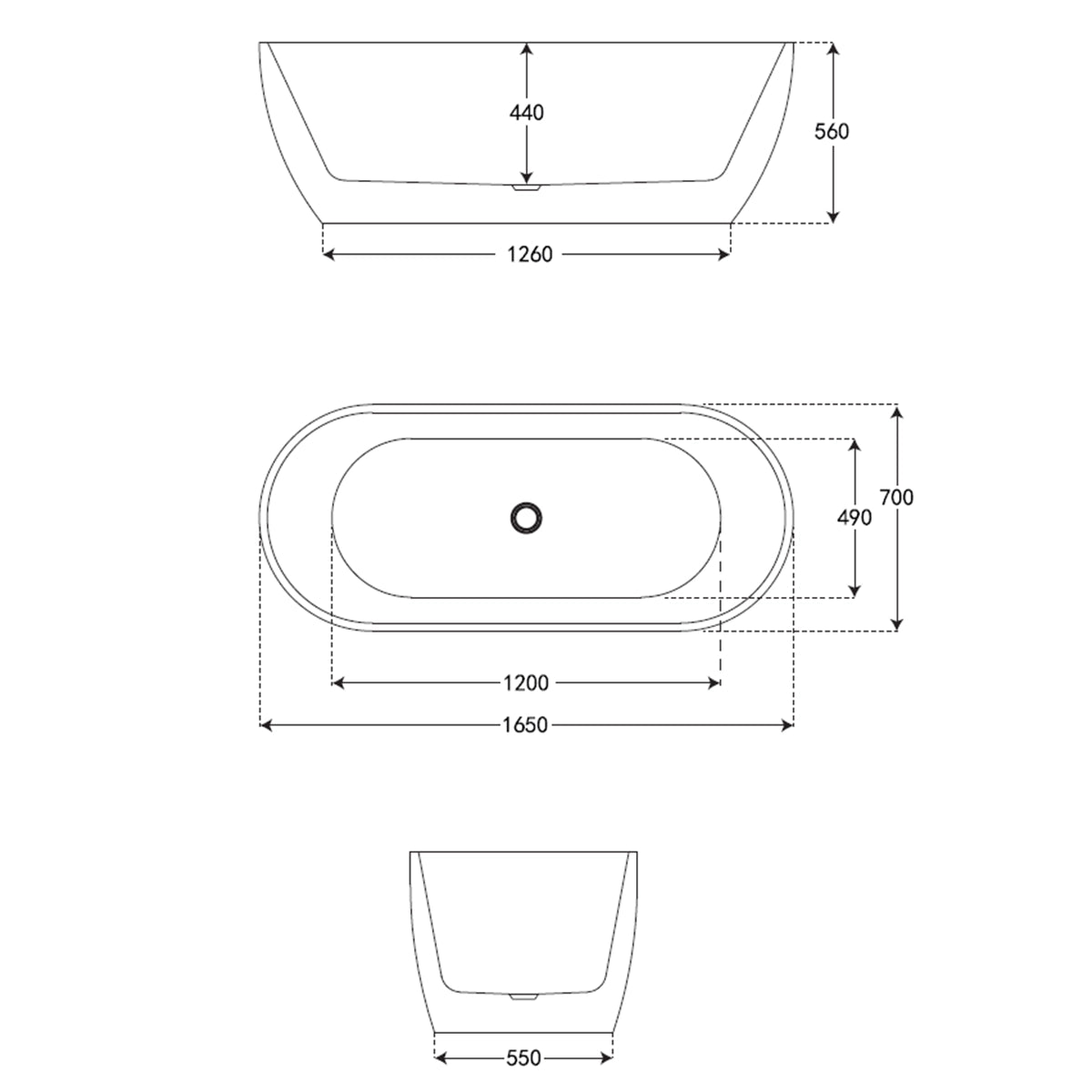 Banheira oval independente Volta