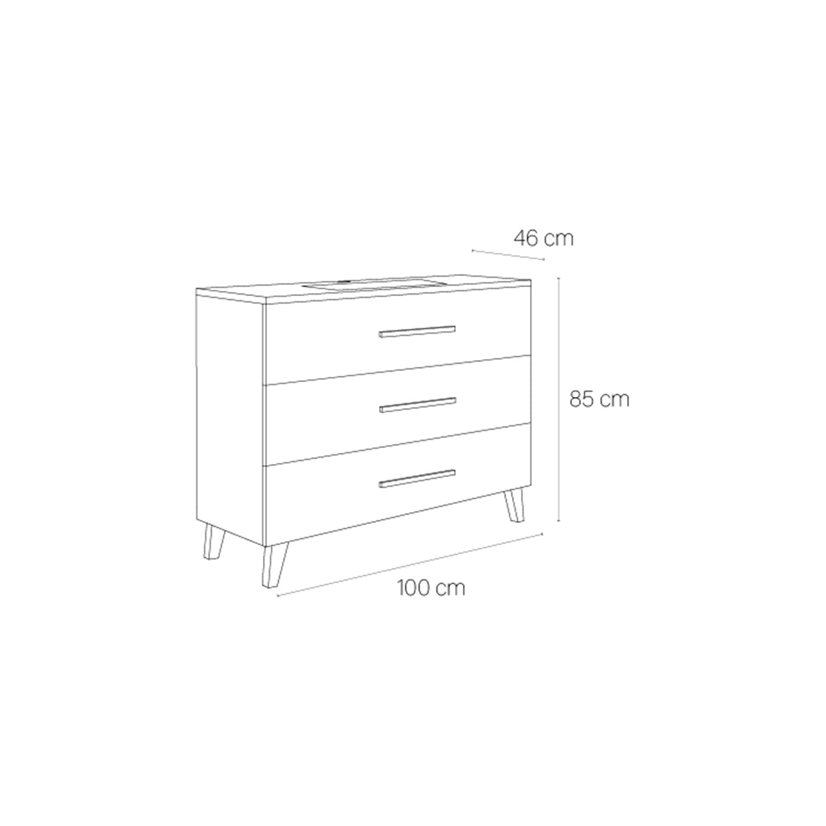 Móveis de casa de banho Fusta com 3 gavetas