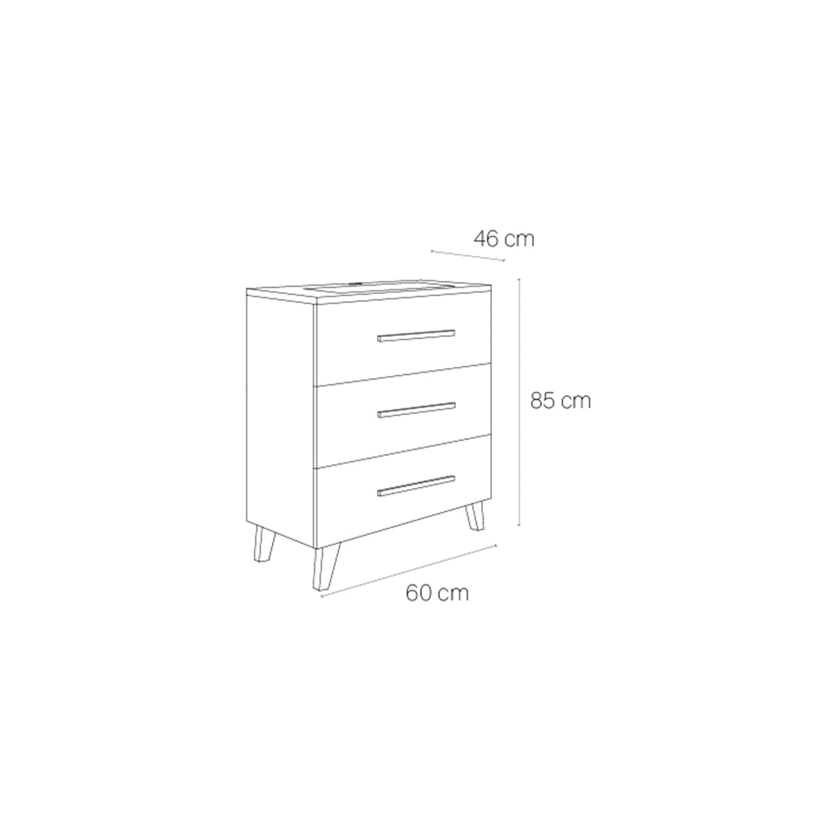Móveis de casa de banho Fusta com 3 gavetas