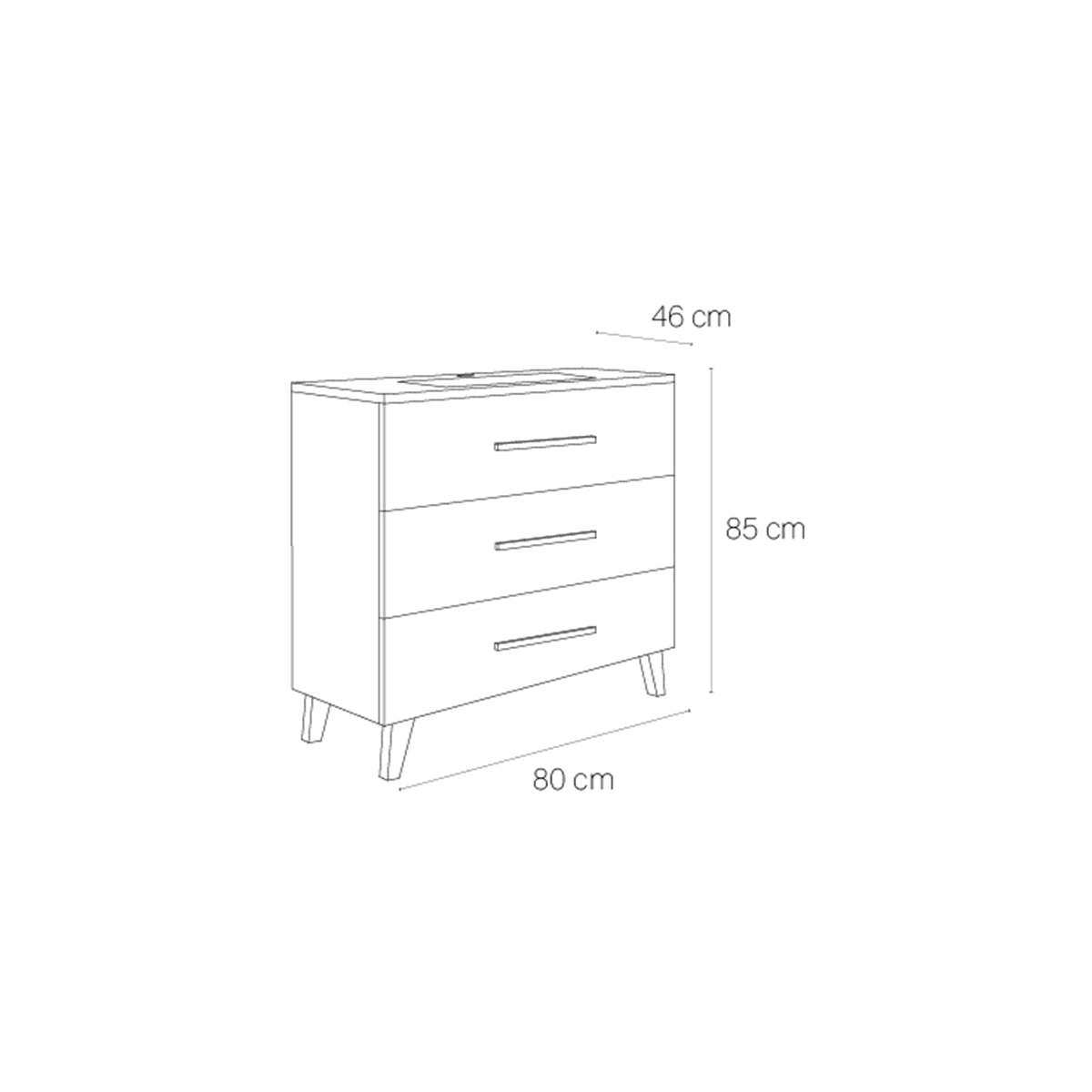Móveis de casa de banho Fusta com 3 gavetas