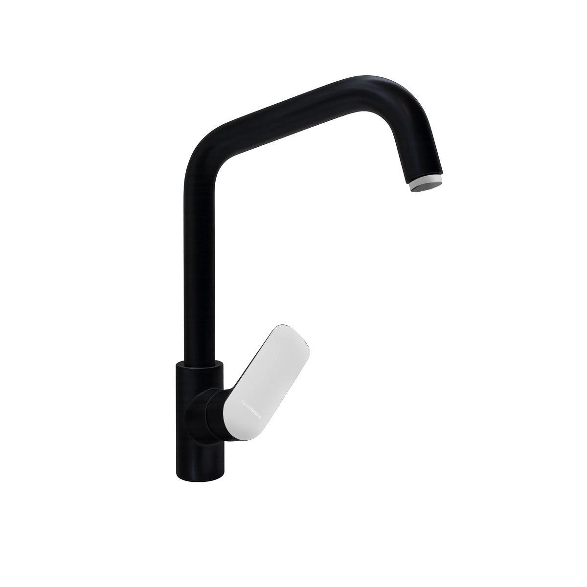 Torneira alta preta e curva Flat