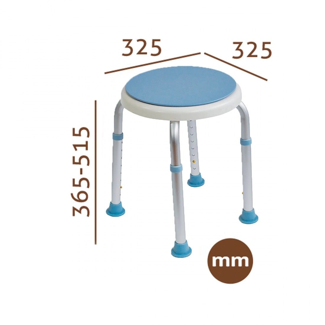 Banqueta giratoria y regulable para baño