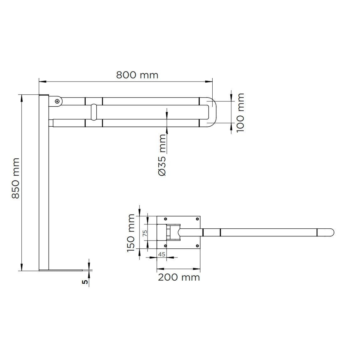 Barra minusválidos con columna antideslizante