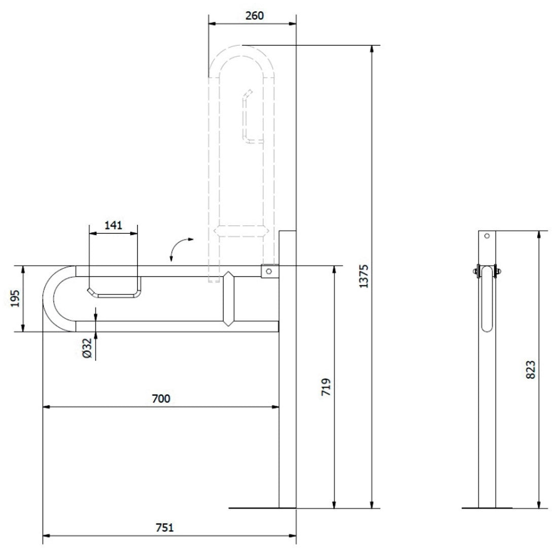 Barra minusválidos con columna Epoxi