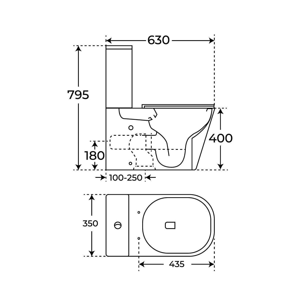 WC tanque bajo blanco Bento - Thebath