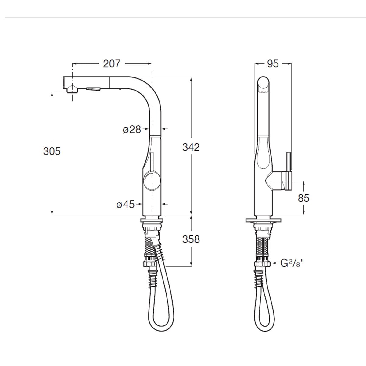 Grifo extensible Glera recto - Thebath