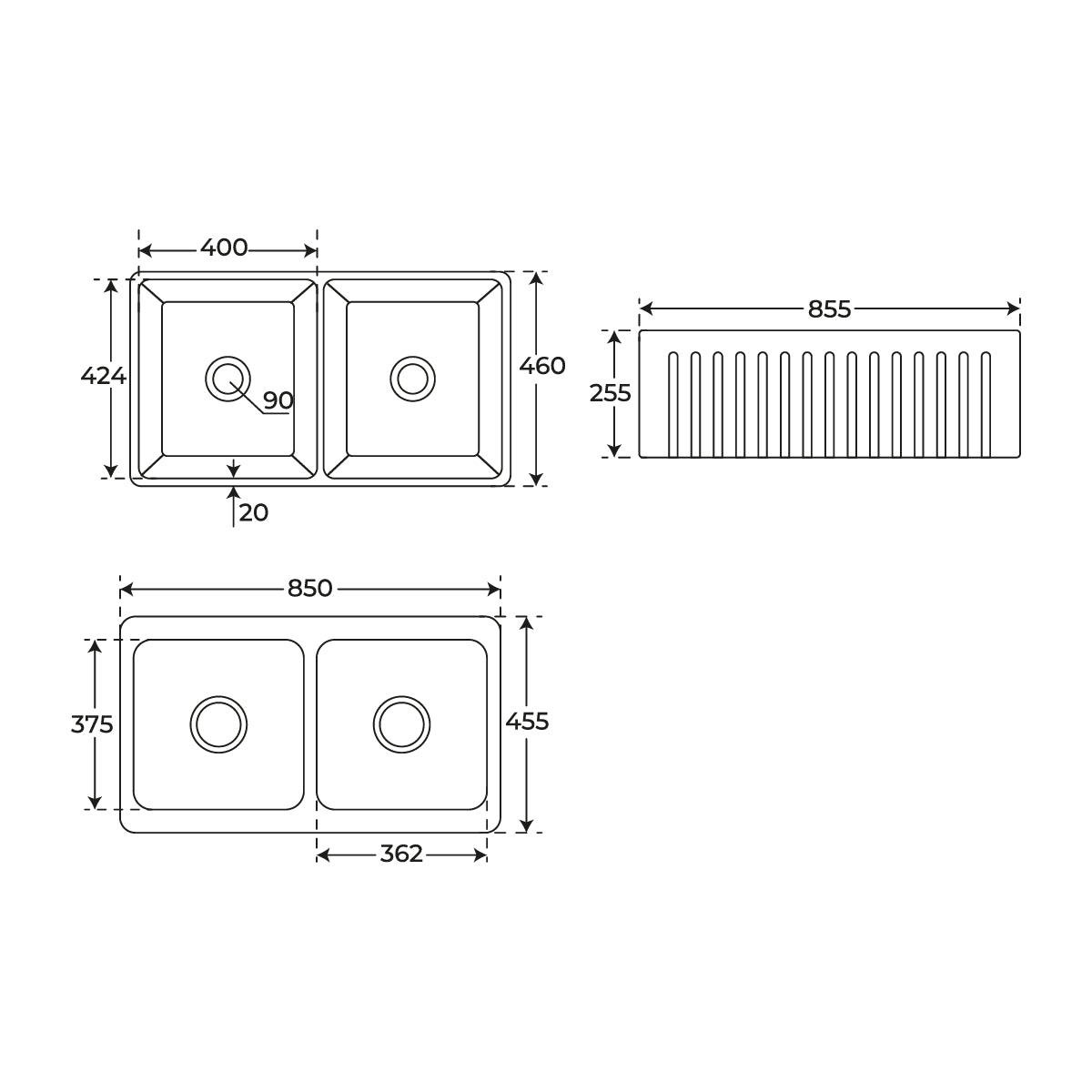 Fregadero de Cocina Devi doble seno - Thebath