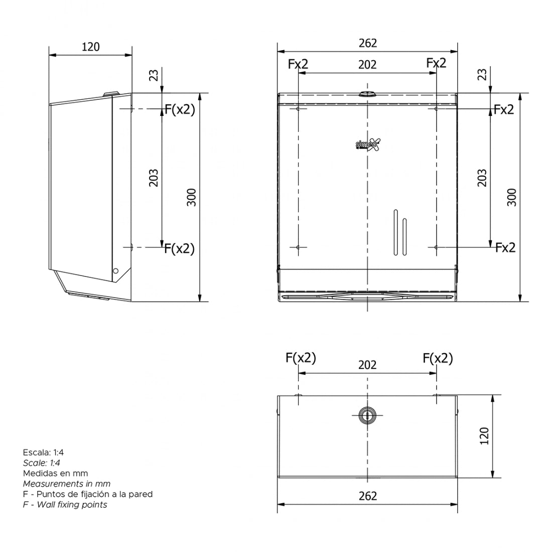 Dispensador papel toalla brillante