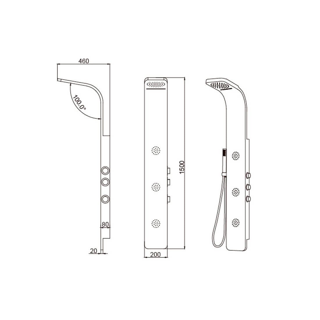 Ducha hidromasaje Noir negra