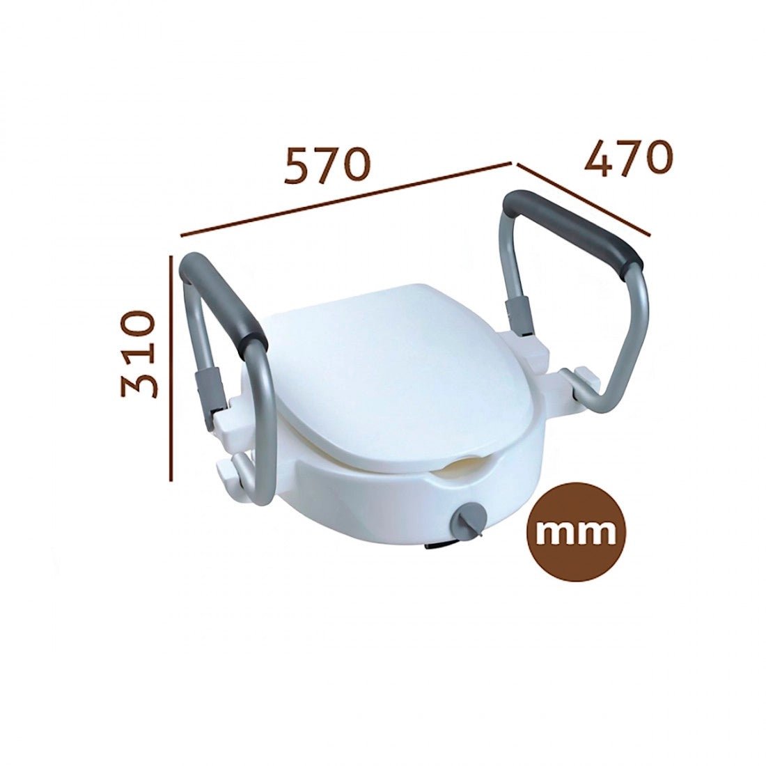 Elevador inodoro con asas y tapa