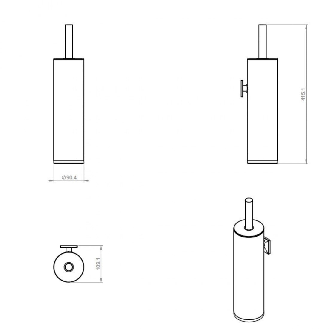 Escobillero de baño de pared Duo square