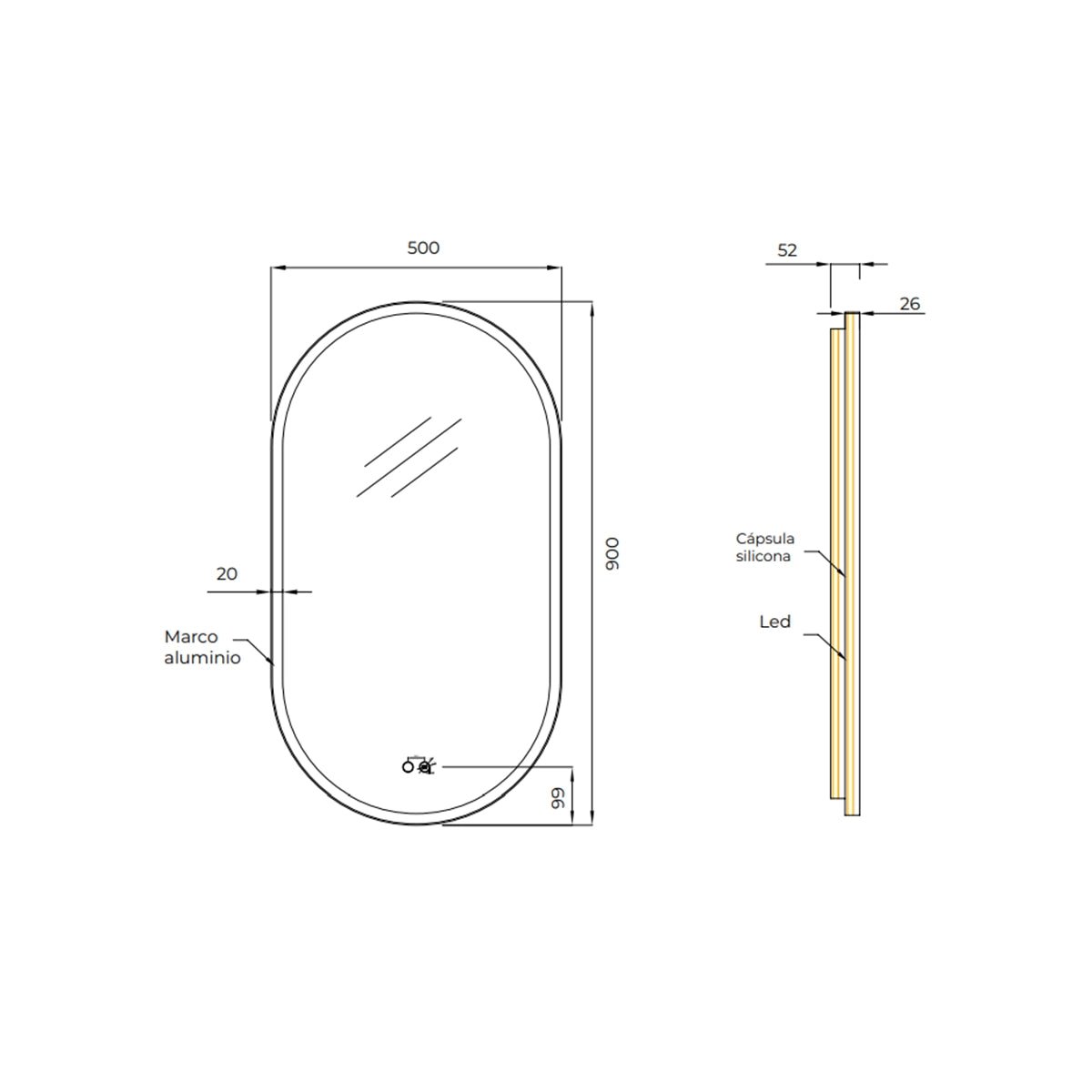 Espejo baño con luz Milano - Thebath