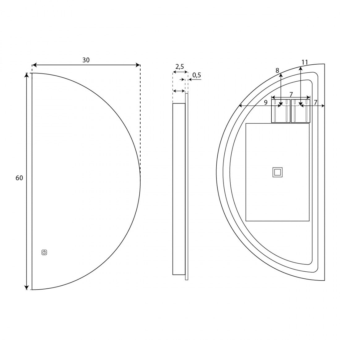 Espejo con luz led Marte Simple