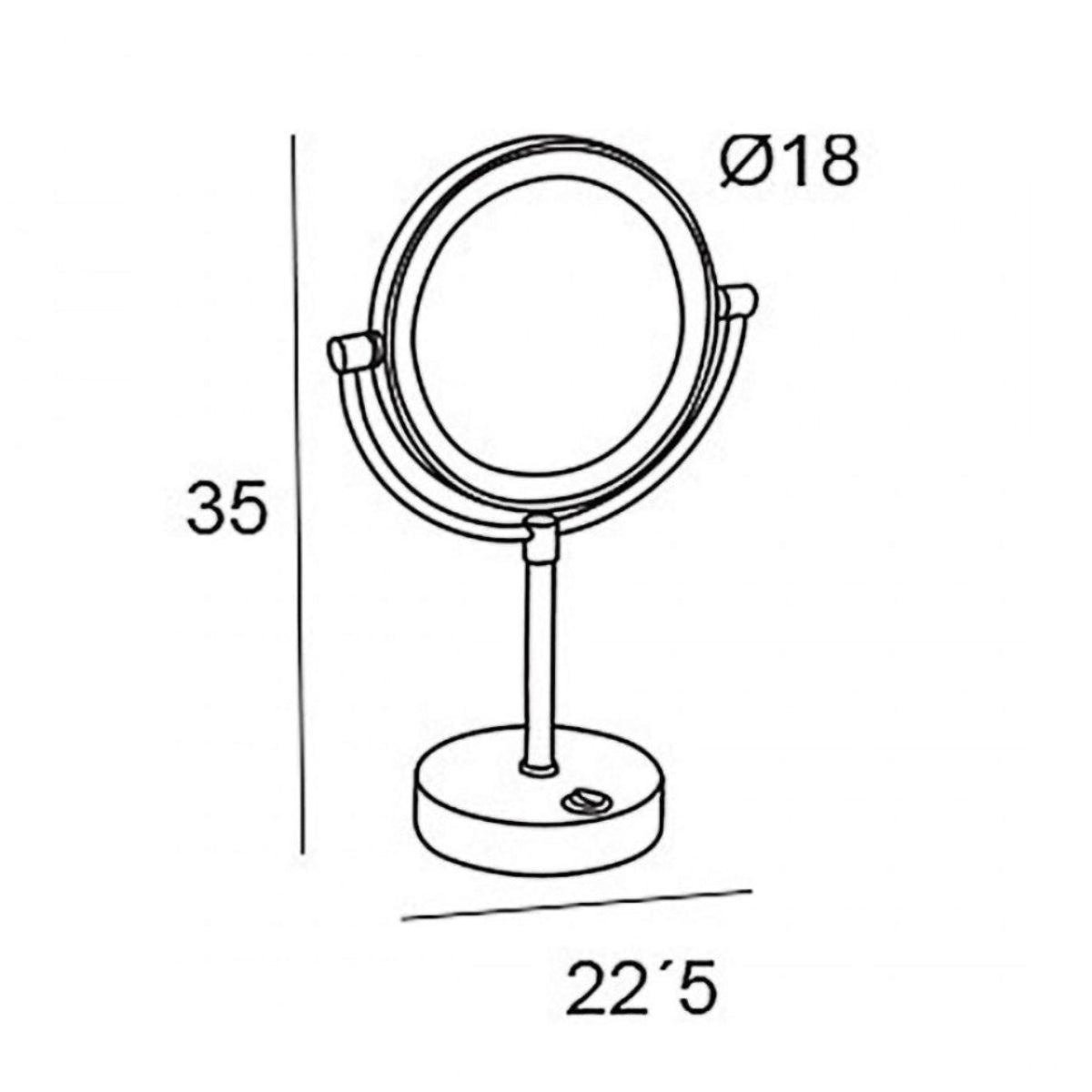 Espejo sobremesa 5x con led negro