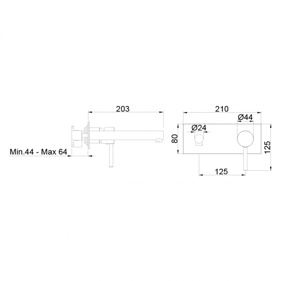 Grifería empotrada para lavabo cromada Stick one