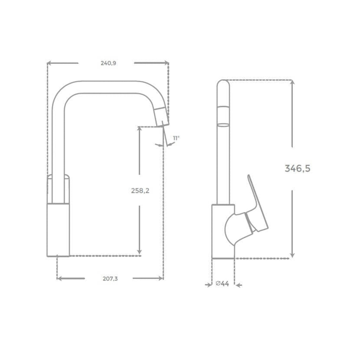 Grifo alto de cocina mate Flat - Thebath