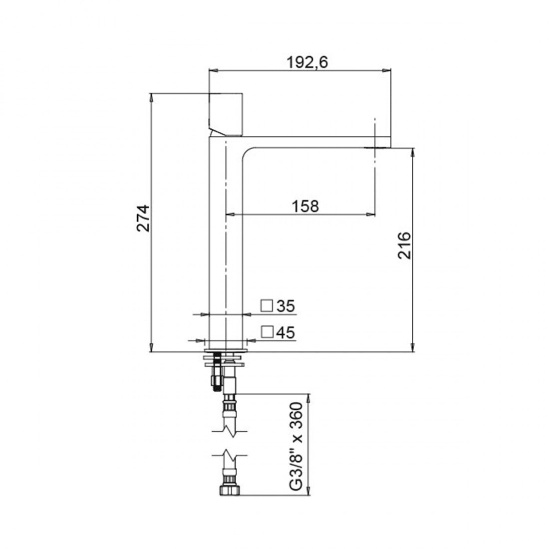Grifo alto lavabo cromado QB
