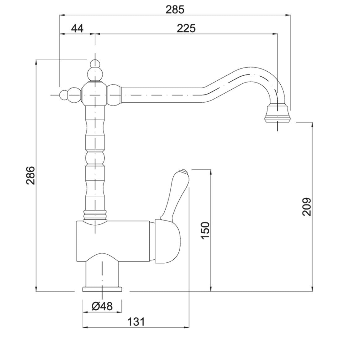 Grifo de cocina exclusivo dorado