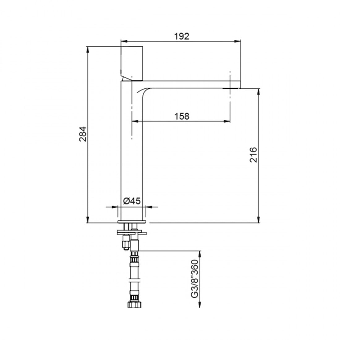 Grifo de lavabo caño alto Tube