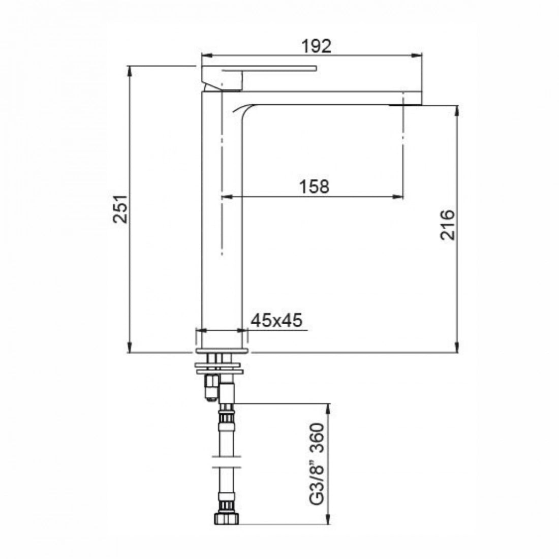 Grifo de lavabo de caño alto mate Alpha
