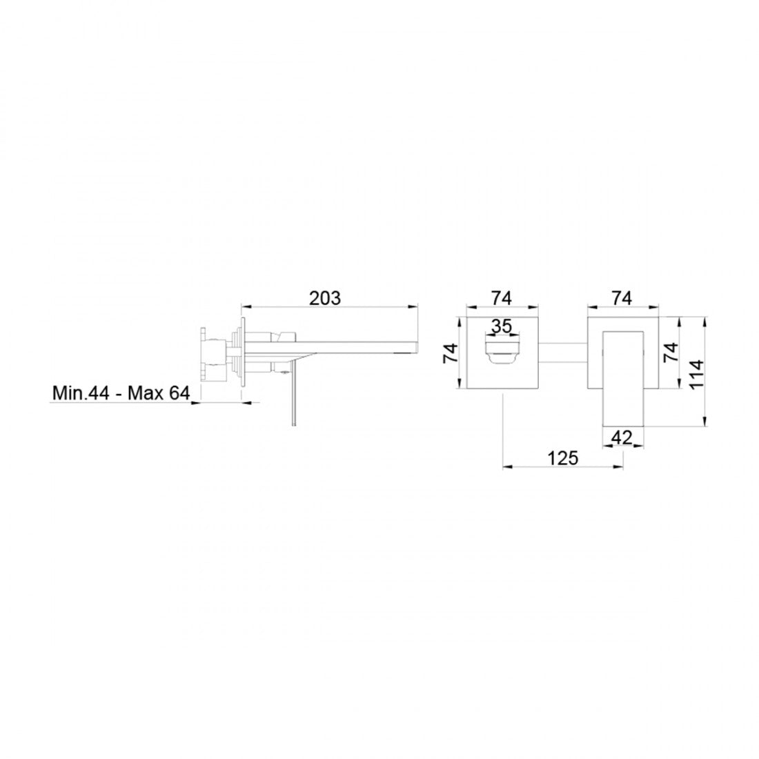 Grifo empotrado para lavado Bold two negro