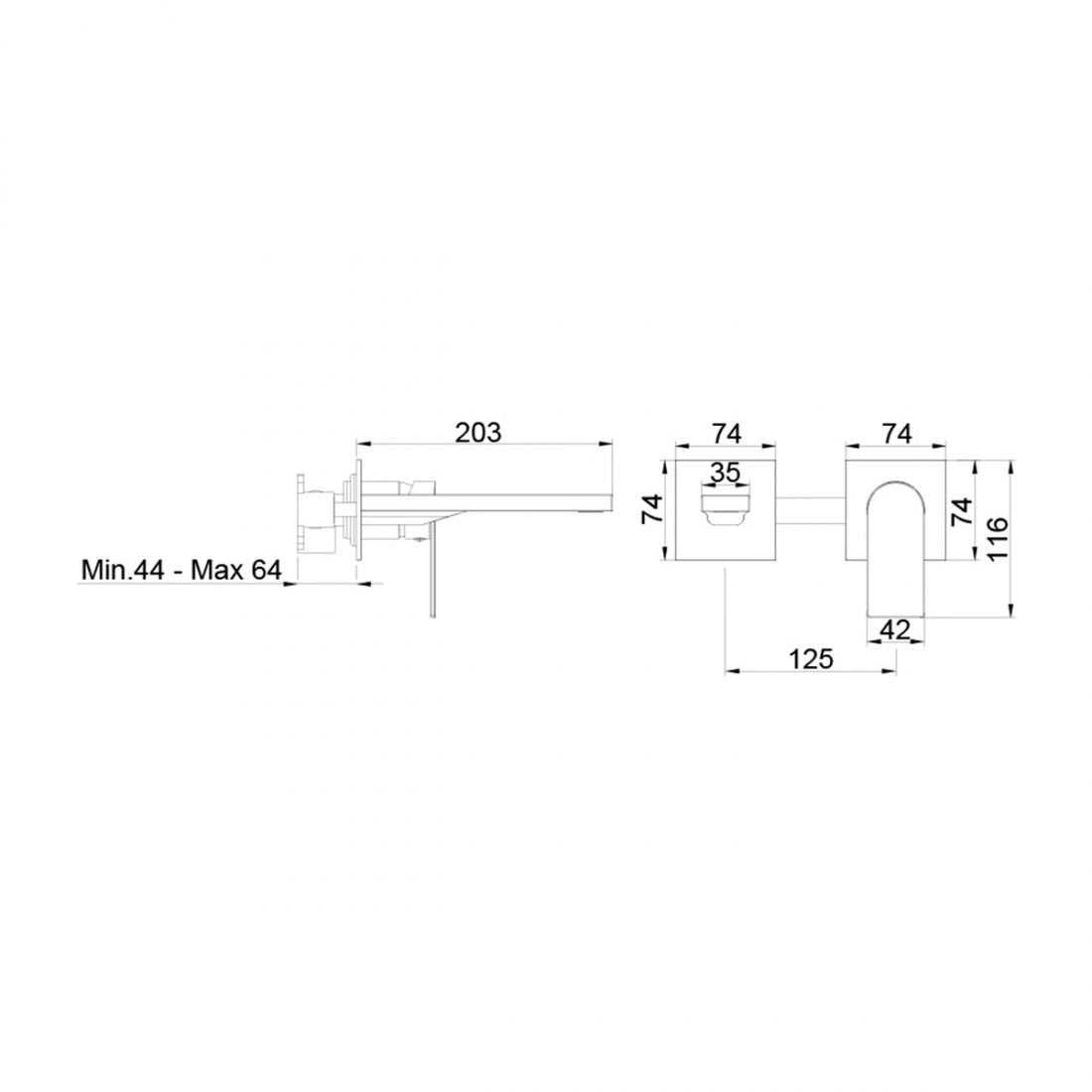 Grifo lavabo empotrar Alpha two cromo