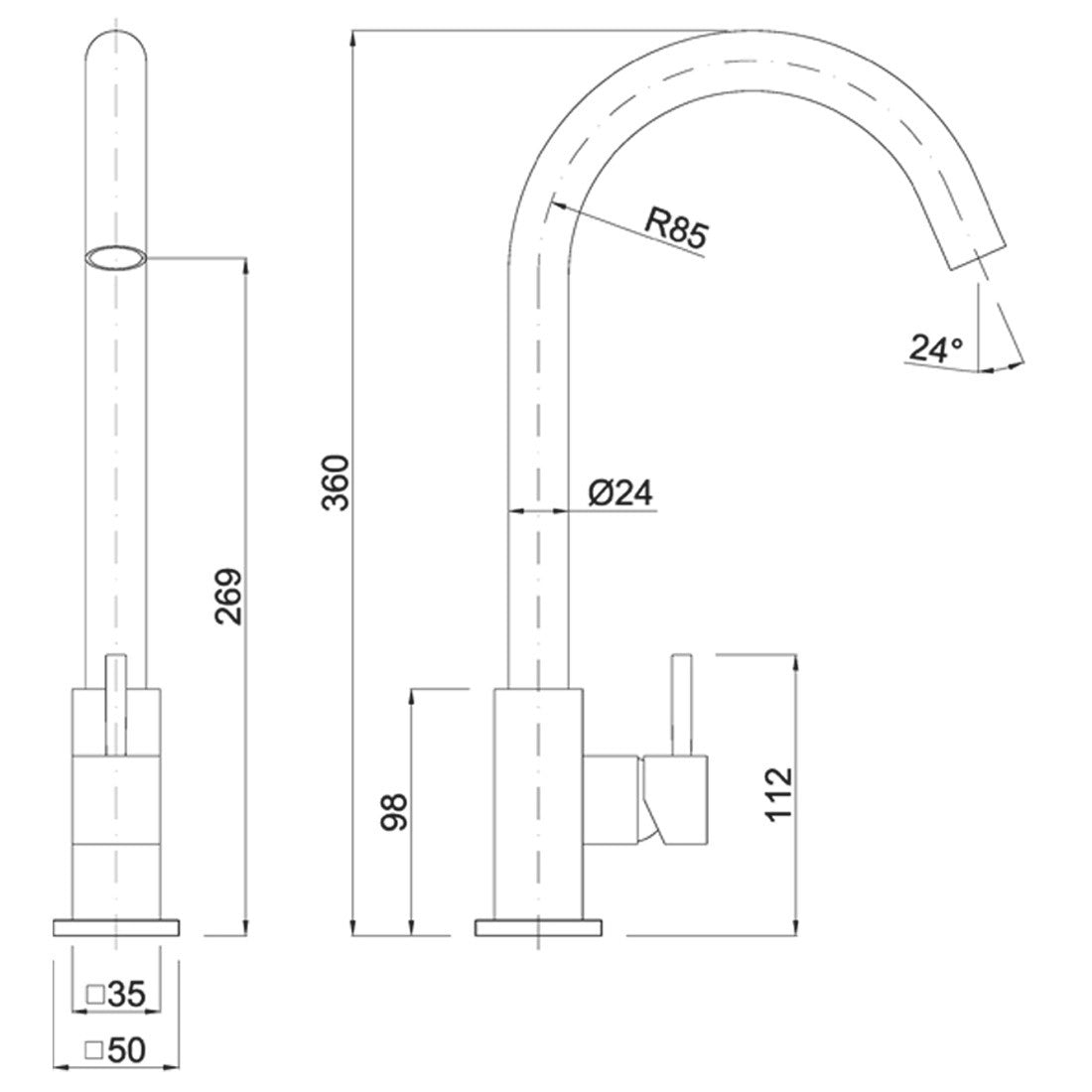 Grifo minimalista Tetra