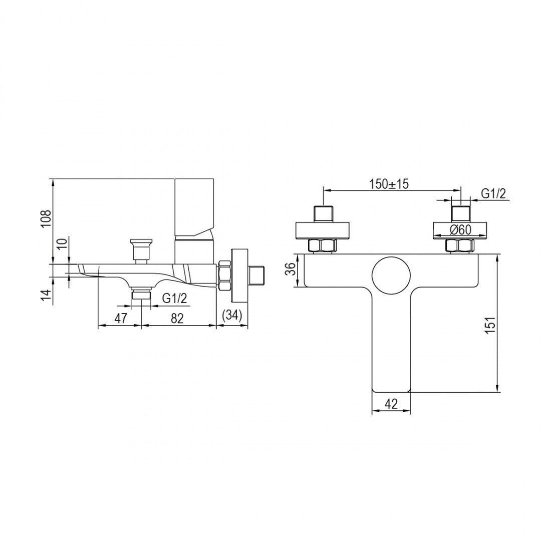 Grifo para bañera bicolor Tube