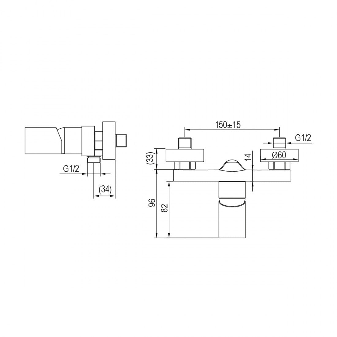 Grifo para ducha cromado y negro