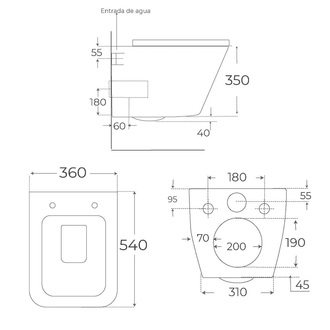 Inodoro suspendido negro mate Venecia