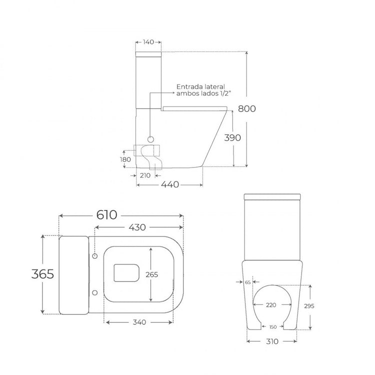 Sanita de tanque baixo Venice cinzenta mate