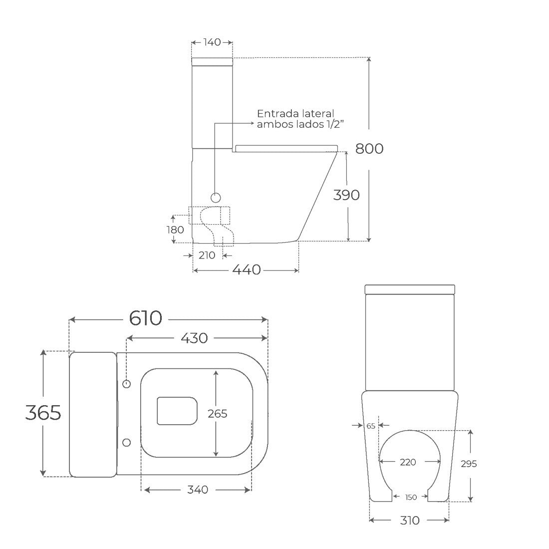 Inodoro tanque bajo negro mate Venecia