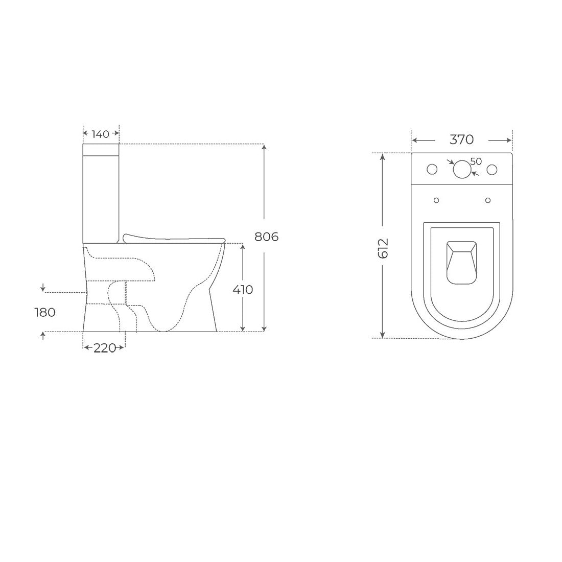 Inodoro tanque bajo Nico Rimless