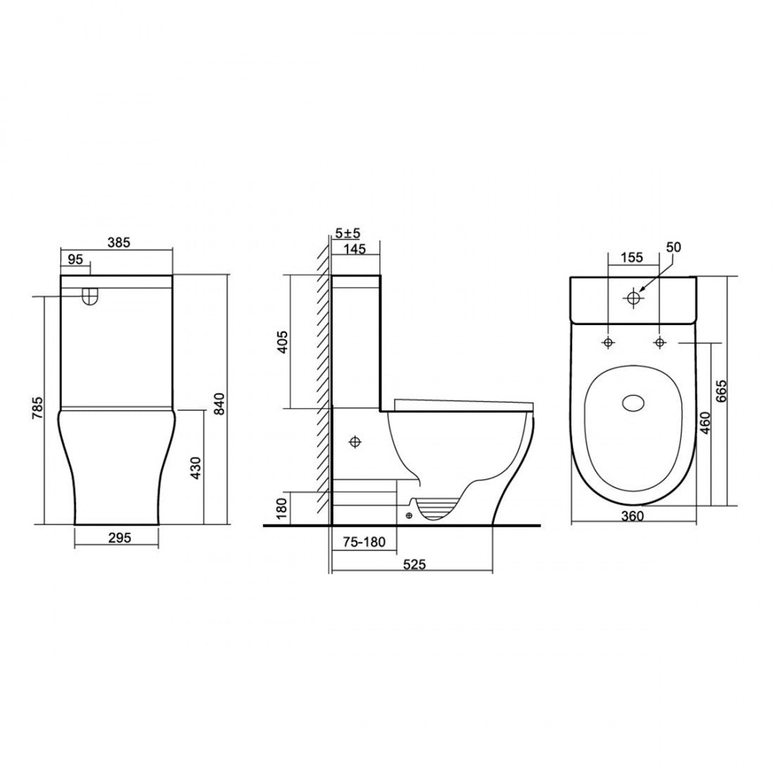 Inodoro tanque bajo Rimless Corque