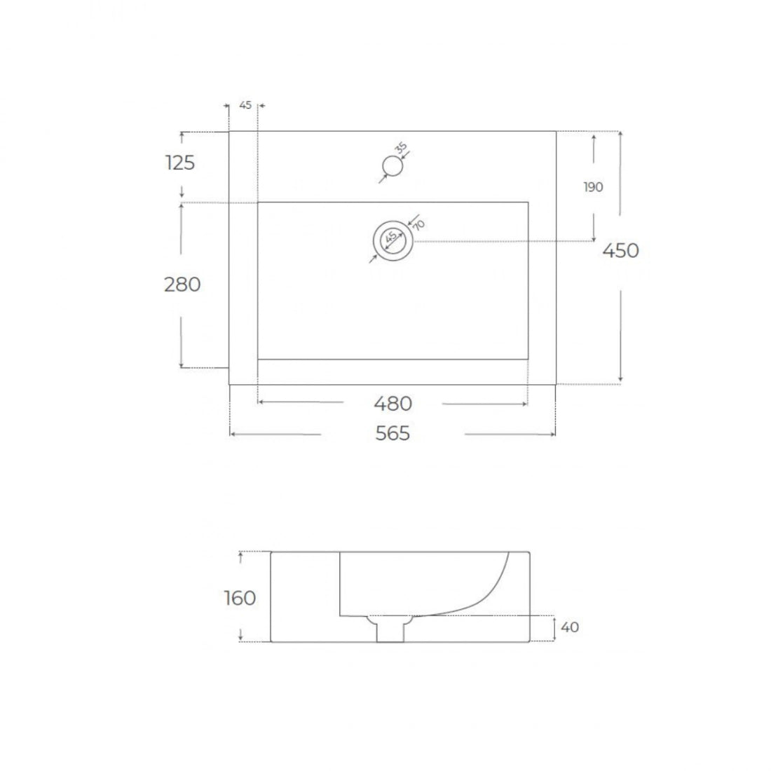 Lavabo baño sobre encimera Duna