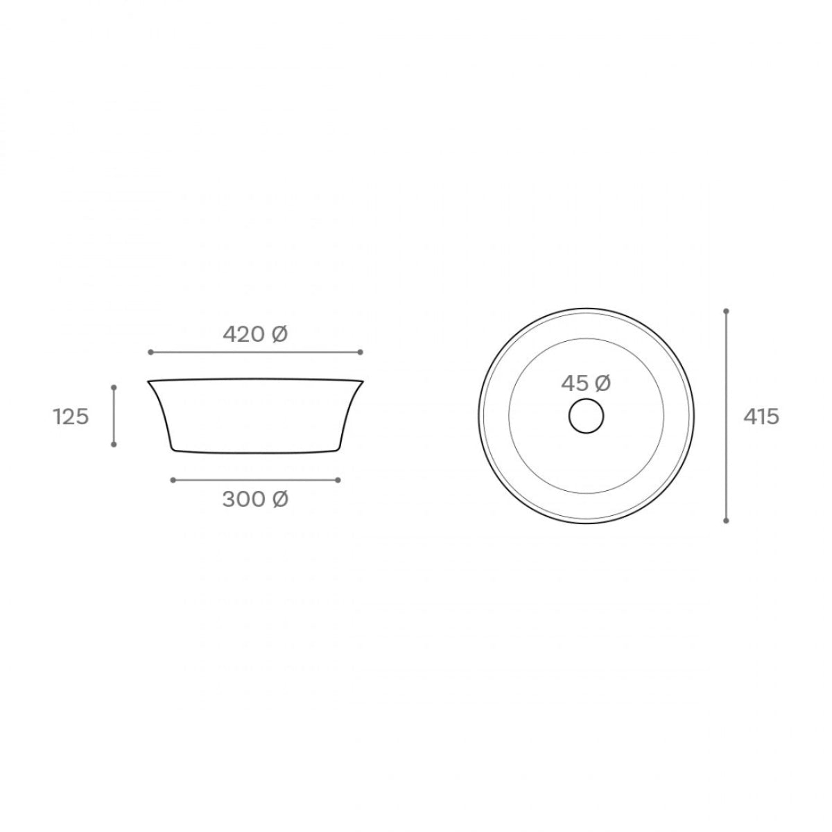Lavabo cerámica extra fino sobre encimera Ajax