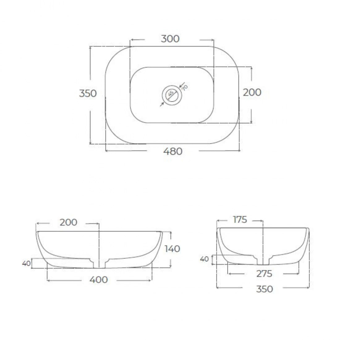 Lavabo cerámica sobre encimera Yaco Black