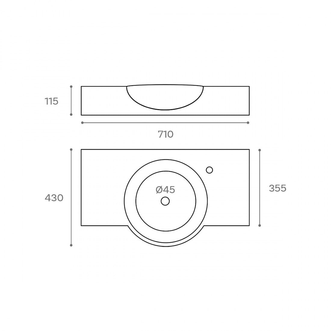 Medidas lavabo cerámica suspendido Bemus