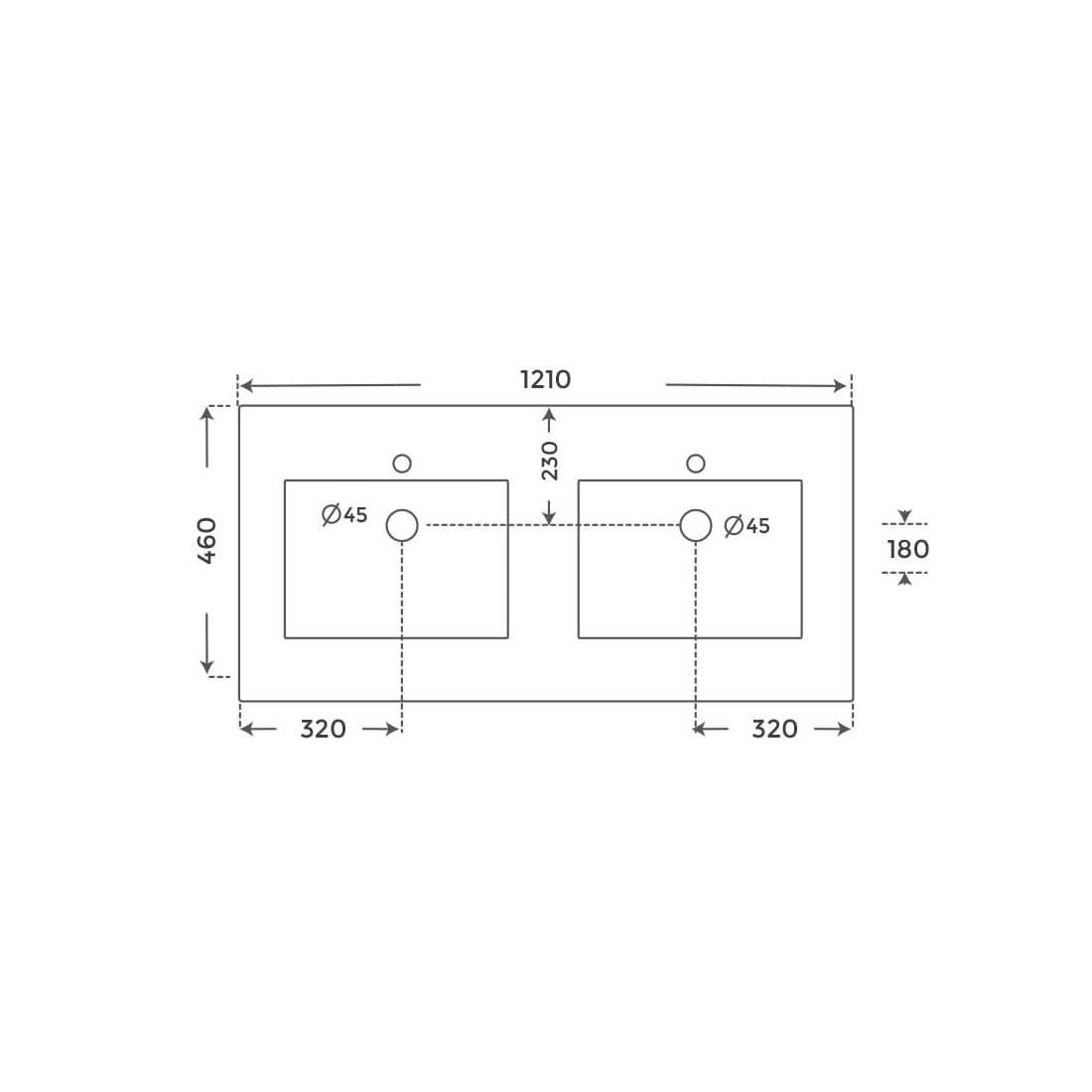 Lavabo doble seno sobre mueble Qoor