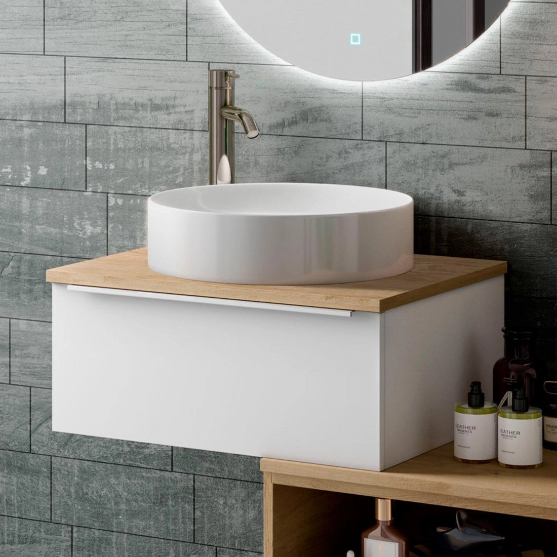 Lavabo redondo sobre encimera Rotterdam