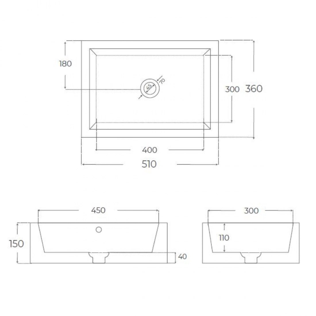 Lavabo sobre encimera Aixa