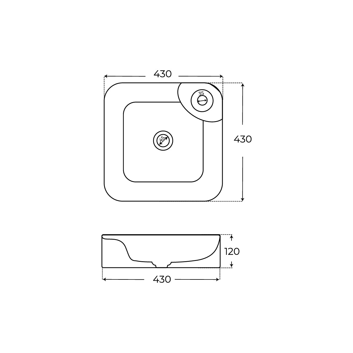 Lavabo sobre encimera cuadrado Aloa - Thebath
