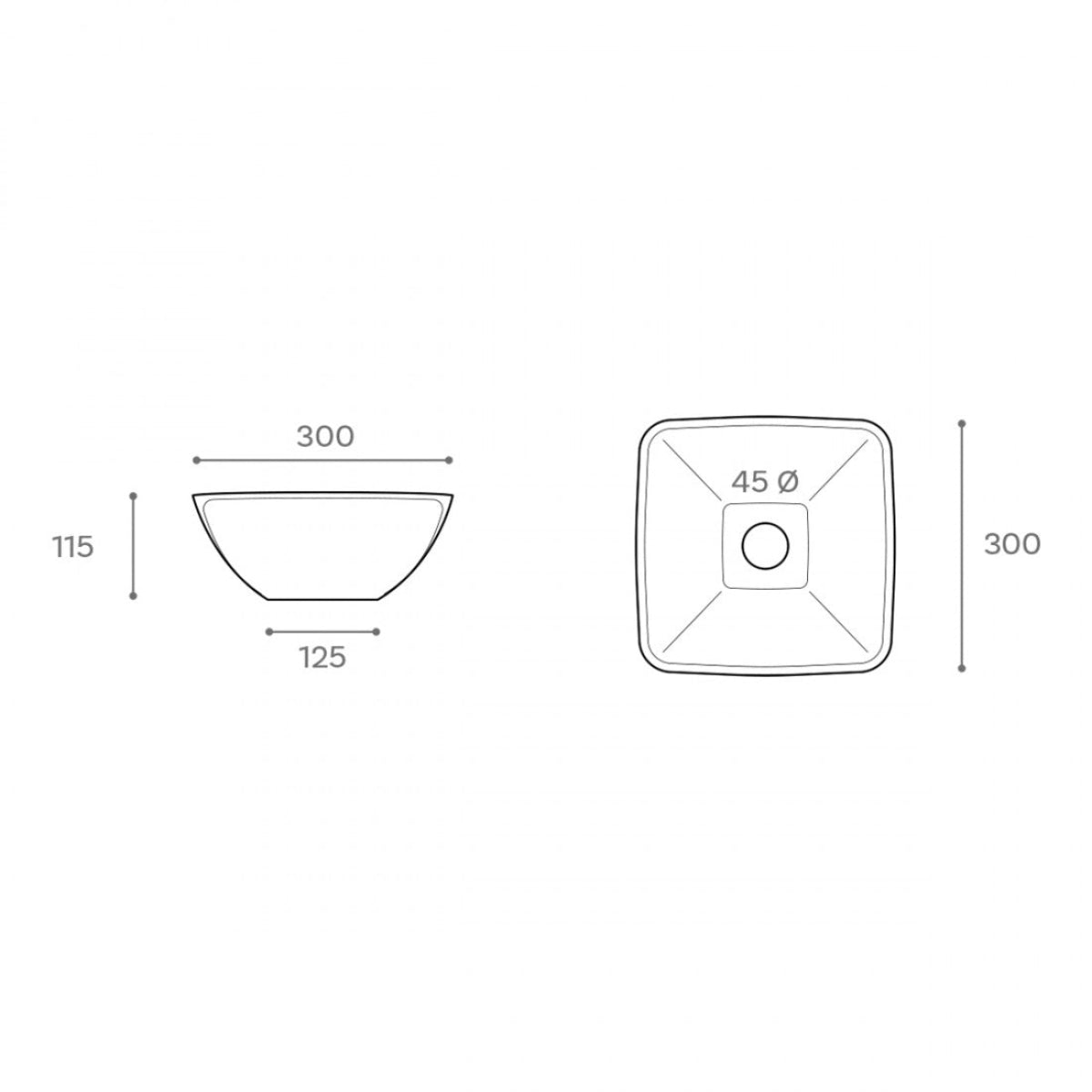 Lavabo cerámica sobre encimera Aure medidas