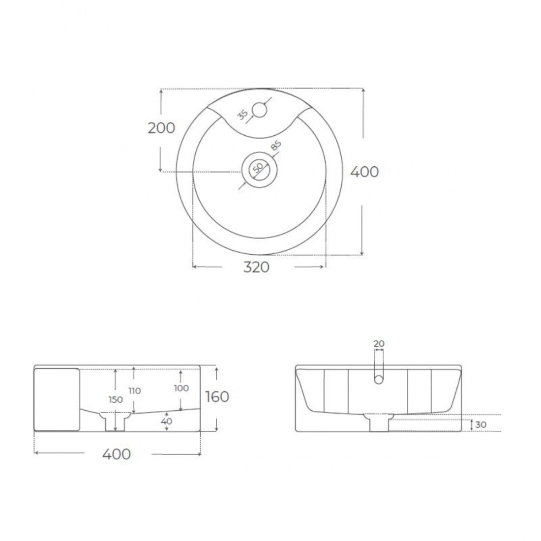 Lavabo sobre encimera Moon