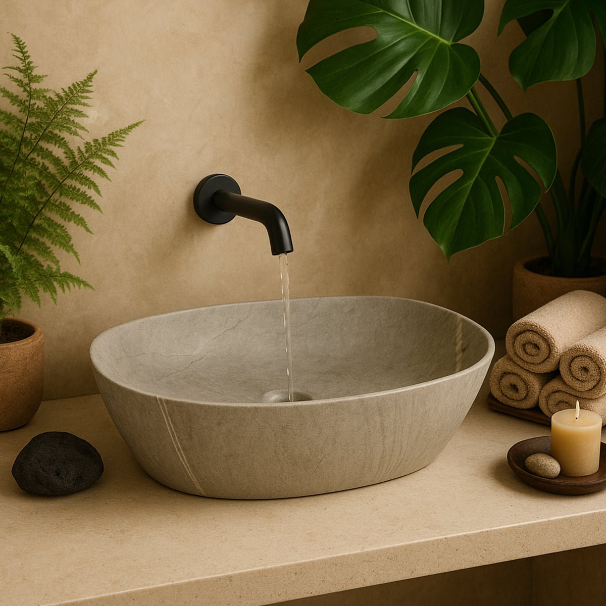 Lavabo sobre encimera piedra Oriol - Thebath