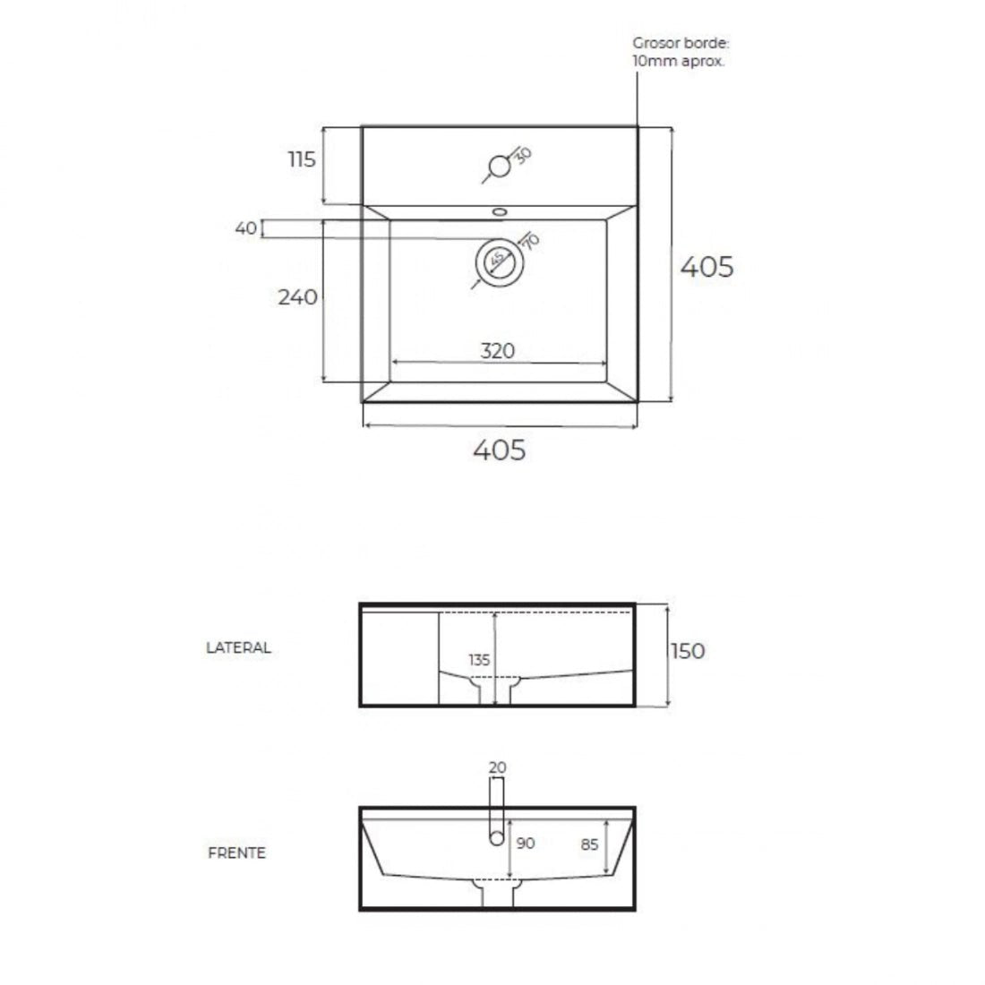 lavabo sobre encimera Square Black