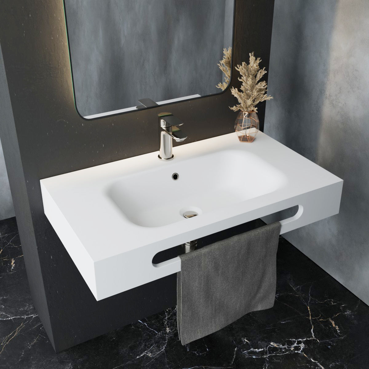 Lavabo suspendido con toallero Malik - Thebath